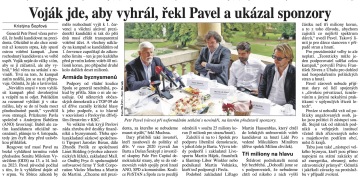 Voják jde, aby vyhrál, řekl Pavel a ukázal sponzory